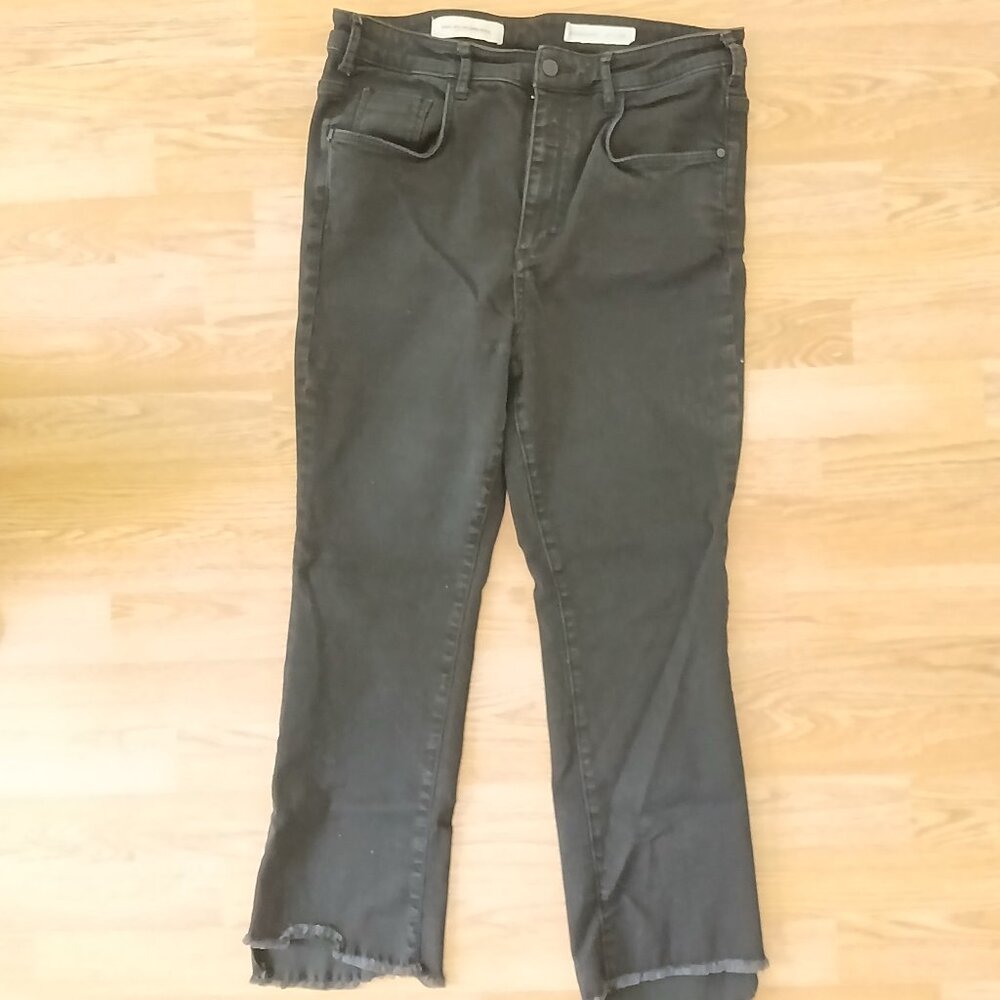 Anthropologie Pilcro Frayed Hem Superscript  Cropped Jeans Black Size 32 - Picture 2 of 8
